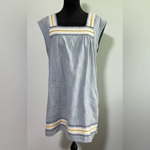 FAHERTY Halle Square Neck Denim Dress - L - Picture 2 of 6